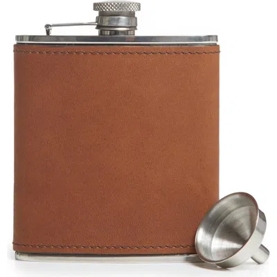 Korchmar Arlo Leather-wrapped Hip Flask In Brown