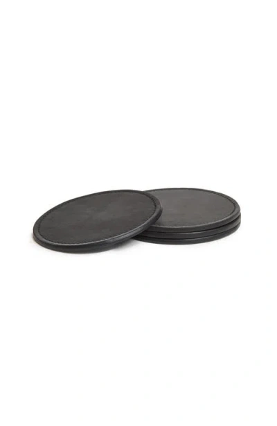 Korchmar Blake Leather Coaster Set In Black