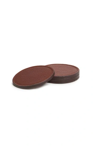 Korchmar Blake Leather Coaster Set In Brown