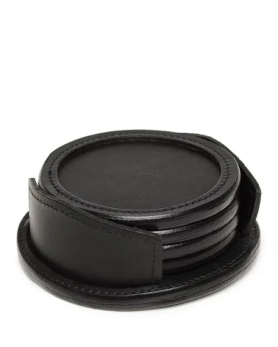 Korchmar Frost Leather Coaster Set In Black