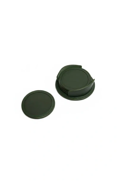 Korchmar Frost Leather Coaster Set In Green