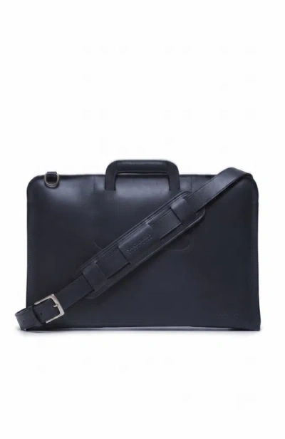 Korchmar Jackson Zippered Leather Briefcase In Blue