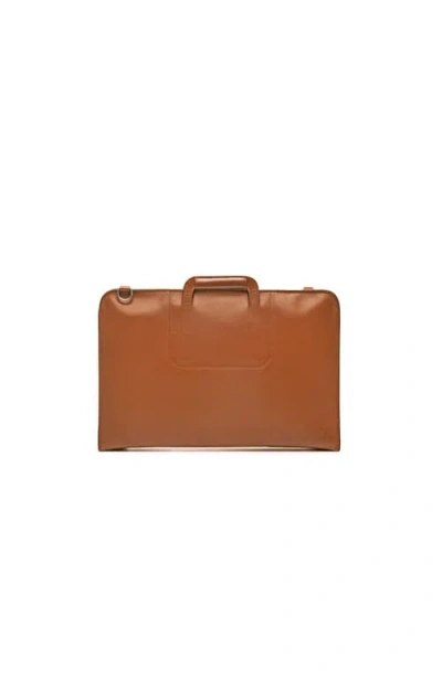 Korchmar Jackson Zippered Leather Briefcase In Brown