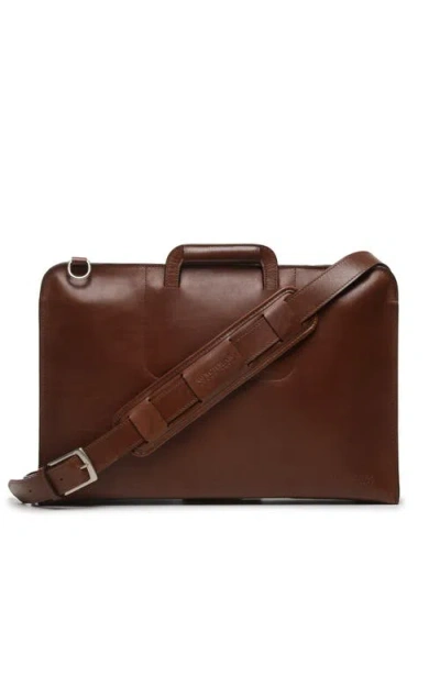 Korchmar Jackson Zippered Leather Briefcase In Brown