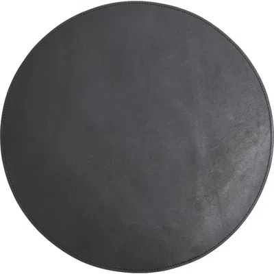 Korchmar Nelson Leather Circular Placemat In Gray