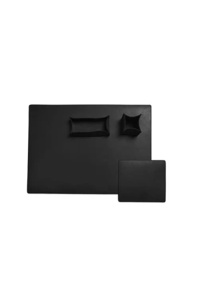 Korchmar Rushmore Leather Desk Set In Black