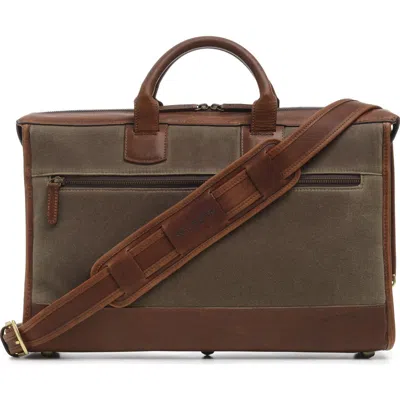 Korchmar Sawyer Slim Waxed Canvas Briefcase In Brown
