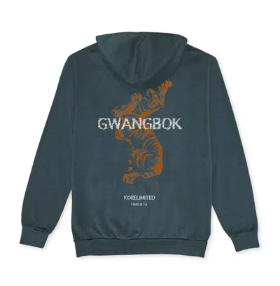 Korelimited Blue Tiger Map Gwangbok Hoodie In Midnight Navy In Green