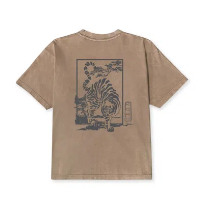 Korelimited Men's Brown Tiger & Magpie Tee In Washed Khaki