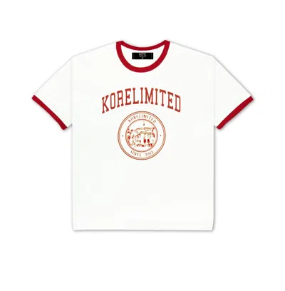 Korelimited Men's Cropped Ringer Tee In White And Red