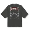 Korelimited Men's Grey Black Letter Taegeuk Drop Shoulder Tee In Shadow In Multi