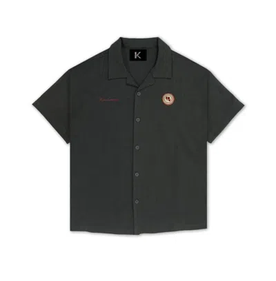 Korelimited Men's Kore Patched Crop Half Sleeve Shirt In Grey In Black