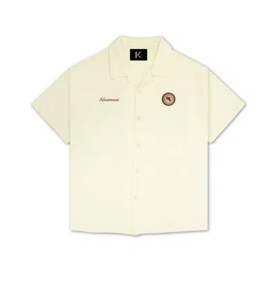 Korelimited Men's White Kore Patched Crop Half Sleeve Shirt In Cream In Neutral