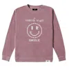 Korelimited Pink Smile At The Camera Garment Dye Crewneck In Washed Maroon In Pink
