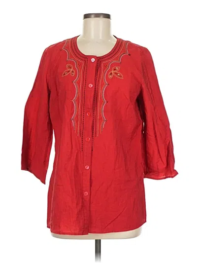 Pre-owned Koret 3/4 Sleeve Button Down Shirt In Red