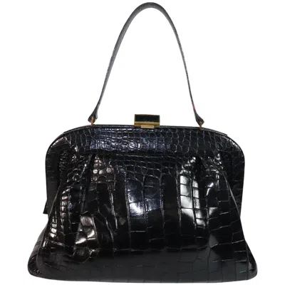Pre-owned Koret Black Alligator Large Top Handle Bag