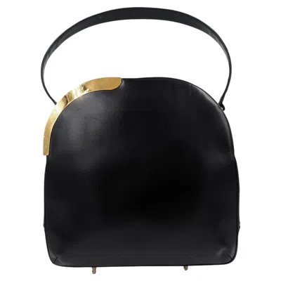 Pre-owned Koret Black Leather Round Top With Gold Handbag