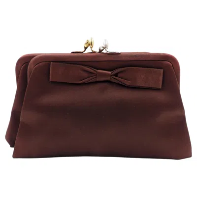 Pre-owned Koret Brown Double Clasp Satin With Bow Clutch