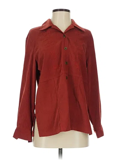 Pre-owned Koret Long Sleeve Blouse In Burgundy