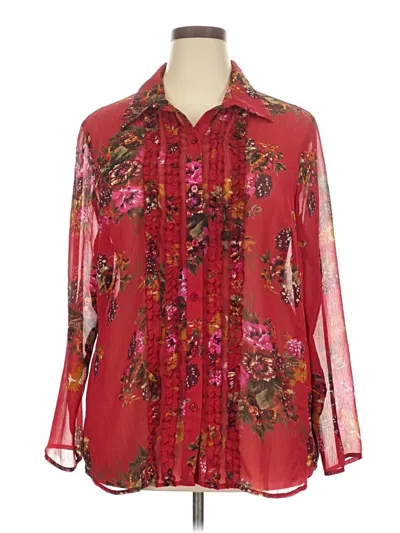 Pre-owned Koret Long Sleeve Blouse In Burgundy
