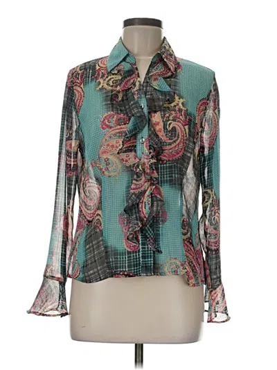 Pre-owned Koret Long Sleeve Blouse In Teal