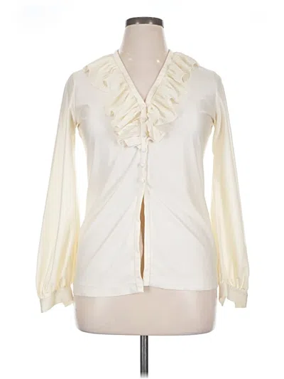 Pre-owned Koret Long Sleeve Blouse In White