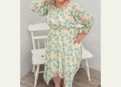 Kori Abigail Midi Dress In Banana Mix In Multi