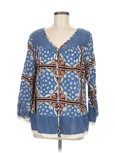 Pre-owned Kori America 3/4 Sleeve Blouse In Blue