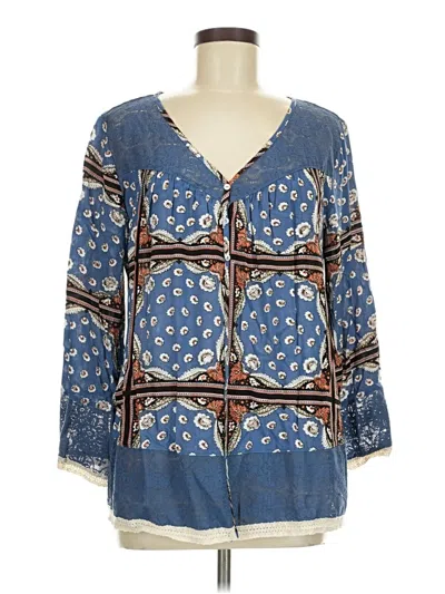 Pre-owned Kori America 3/4 Sleeve Blouse In Blue