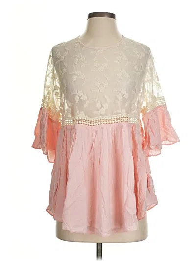 Pre-owned Kori America 3/4 Sleeve Blouse In Pink