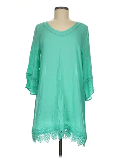 Pre-owned Kori America 3/4 Sleeve Blouse In Teal