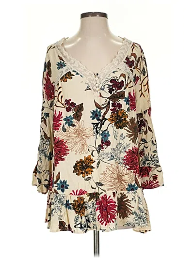 Pre-owned Kori America 3/4 Sleeve Blouse In White