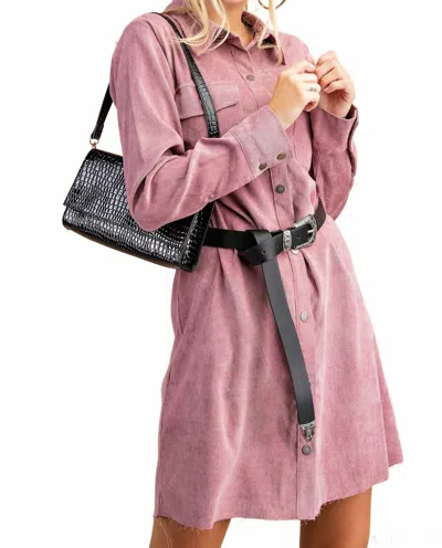Kori America Corduroy Shirt Dress In Ash Purple In Pink