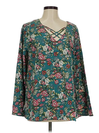 Pre-owned Kori America Long Sleeve Blouse In Blue