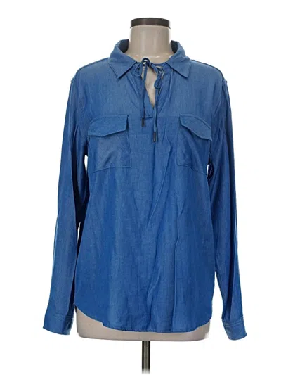Pre-owned Kori America Long Sleeve Blouse In Blue