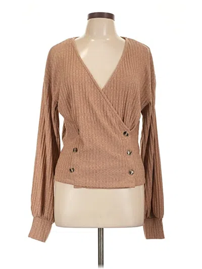 Pre-owned Kori America Long Sleeve Blouse In Brown