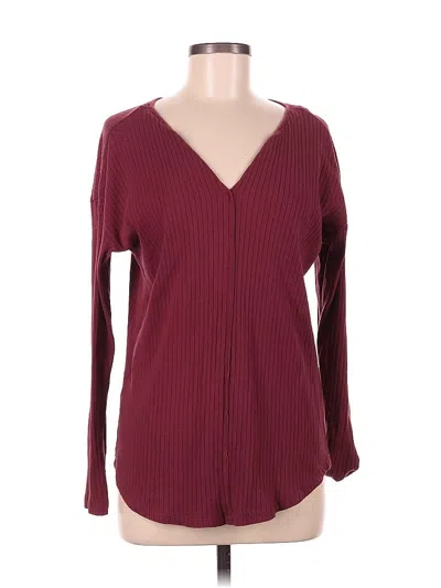 Pre-owned Kori America Long Sleeve Blouse In Burgundy