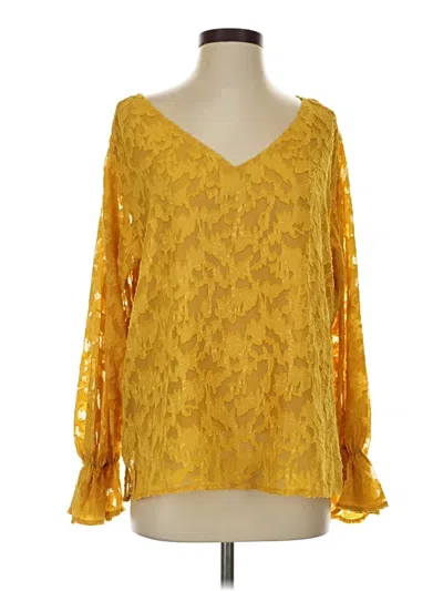 Pre-owned Kori America Long Sleeve Blouse In Gold