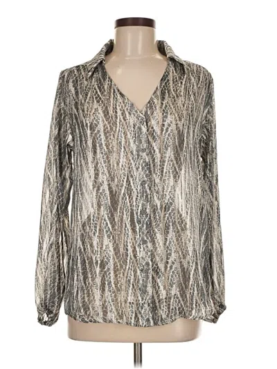 Pre-owned Kori America Long Sleeve Blouse In Silver