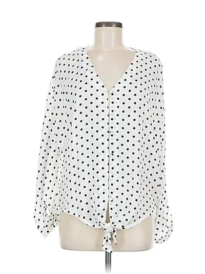Pre-owned Kori America Long Sleeve Blouse In White