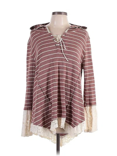 Pre-owned Kori America Long Sleeve Top Brown Cowl Neck Tops