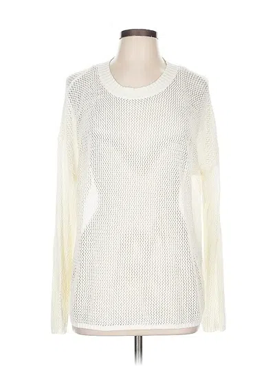 Pre-owned Kori America Long Sleeve Top Ivory Crew Neck Tops In White