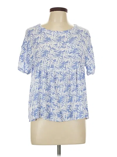 Pre-owned Kori America Short Sleeve Blouse In Blue