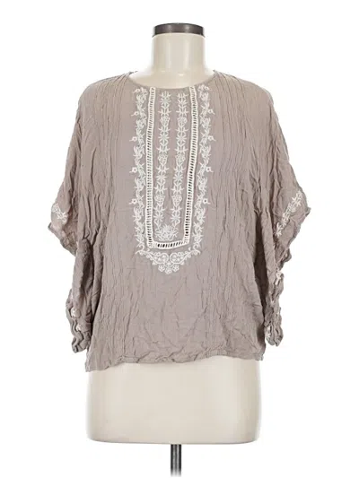 Pre-owned Kori America Short Sleeve Blouse In Brown