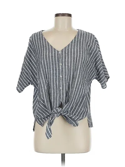 Pre-owned Kori America Short Sleeve Blouse In Gray