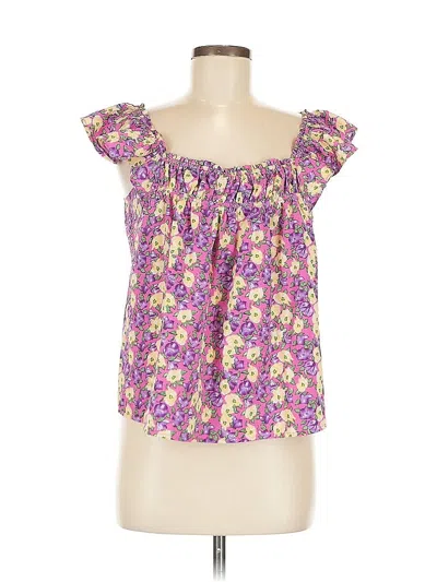 Pre-owned Kori America Short Sleeve Blouse In Purple