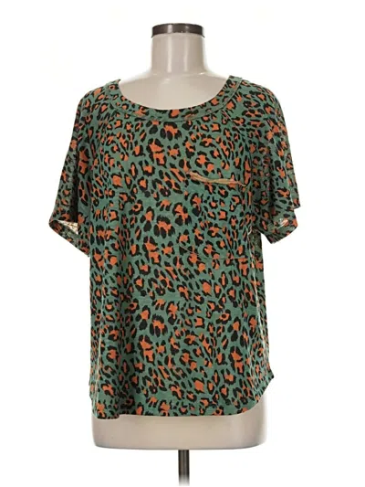 Pre-owned Kori America Short Sleeve Blouse In Teal