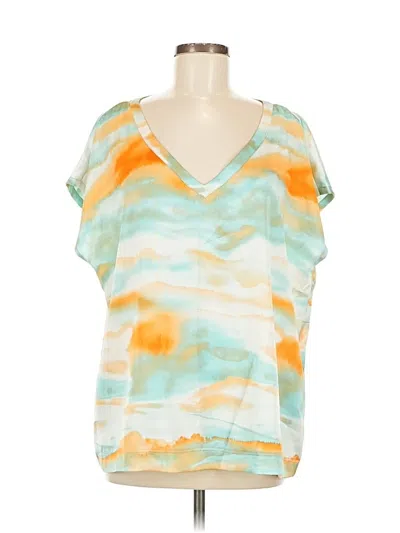 Pre-owned Kori America Short Sleeve Blouse In Yellow