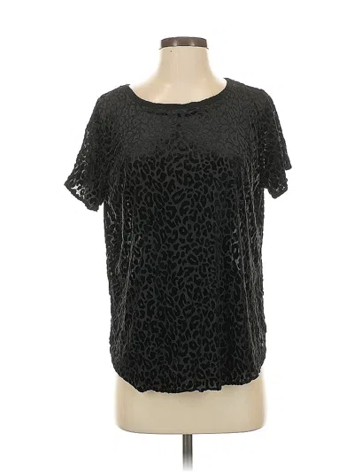 Pre-owned Kori America Short Sleeve Top Black Keyhole Neckline Tops