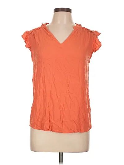 Pre-owned Kori America Short Sleeve Top Orange V-neck Tops